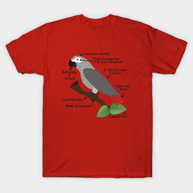 Anatomy of an African Grey Parrot T-Shirt by Einstein Parrot
